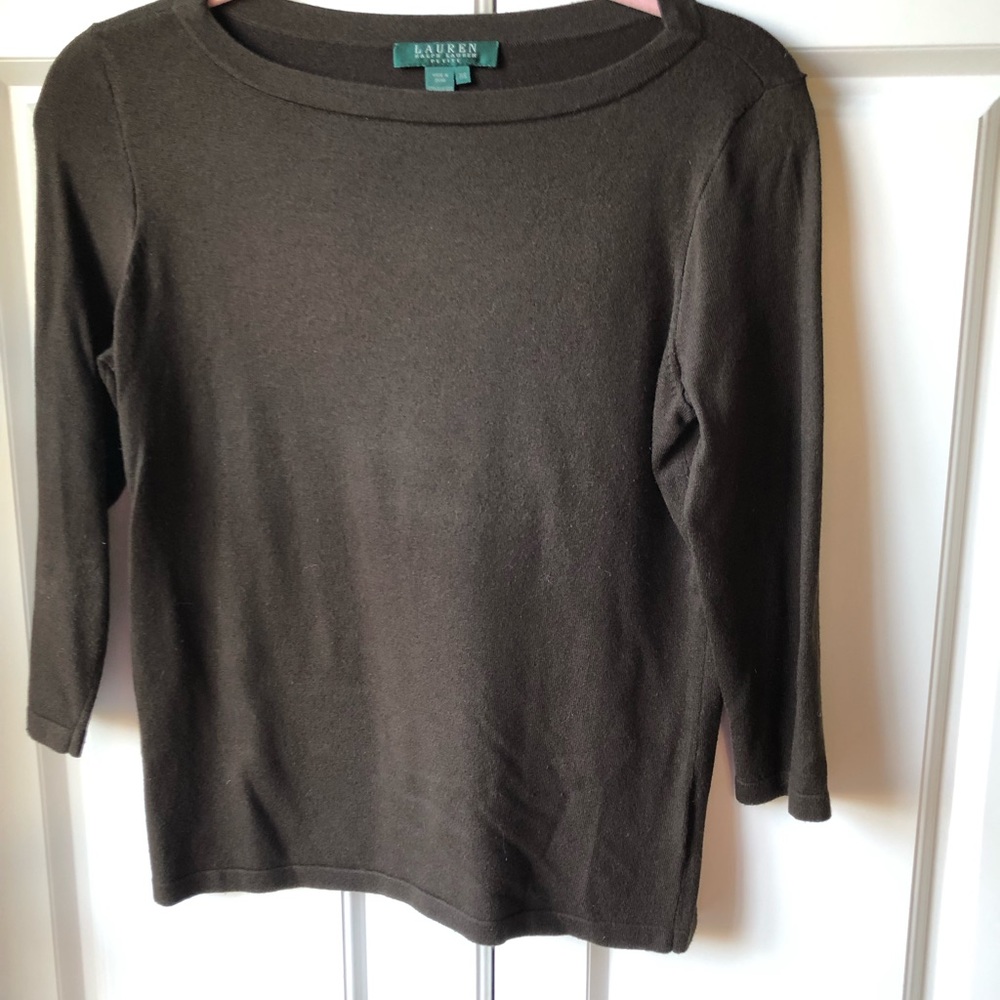 Lauren Ralph Lauren brown silk/cotton/nylon top